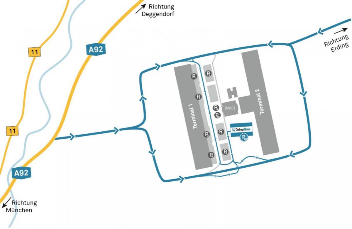 뮌헨 공항의 차량 지도