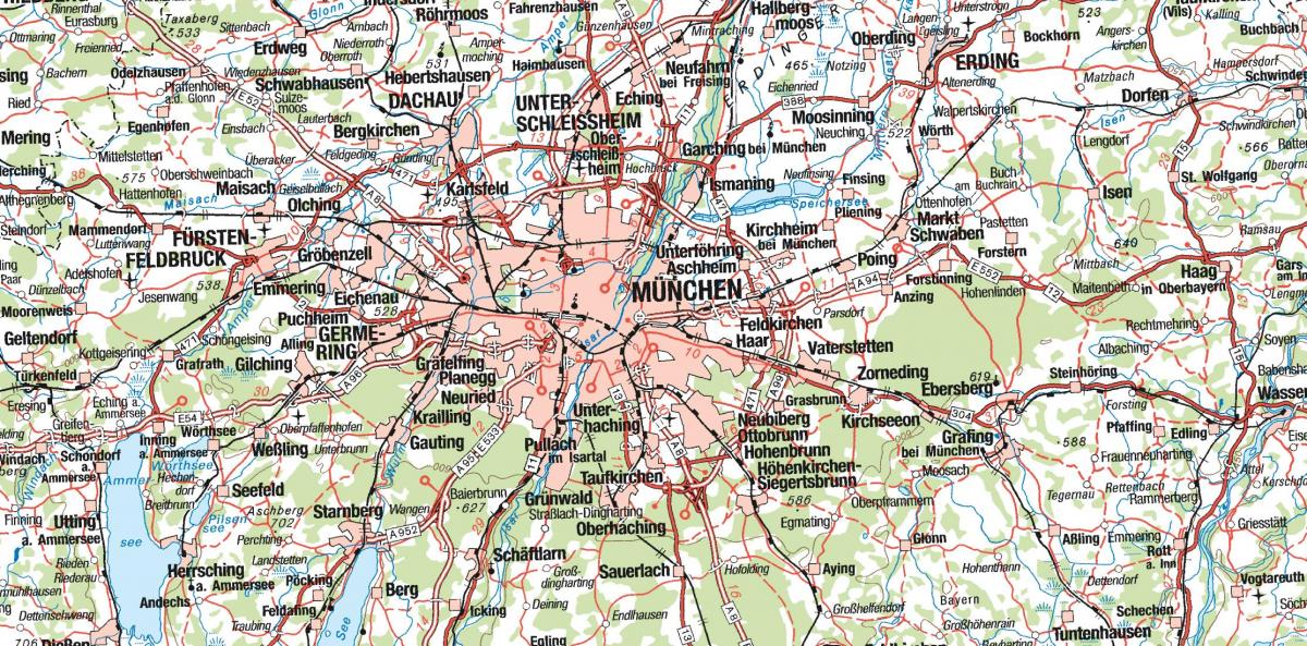 지도 뮌헨의 주변 도시
